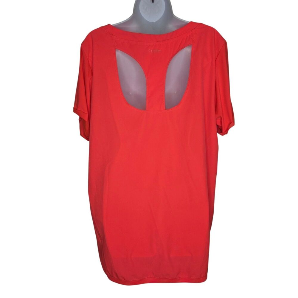 Calvin Klein Performance Quick Dry Top Womens 3X Coral Short Sleeve Cutout Back - Picture 2 of 9